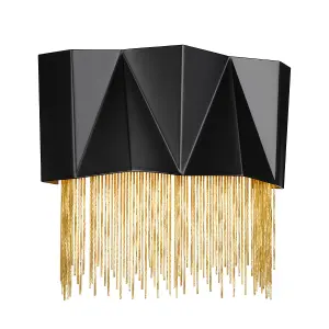 Elstead Zuma 3 Light Wall Light, Satin Black, Gold, G9