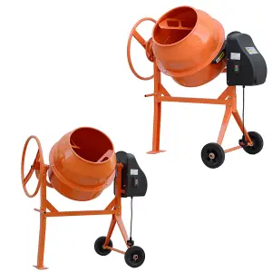 120L High Capacity Electric Cement Mixer on Wheels Orange