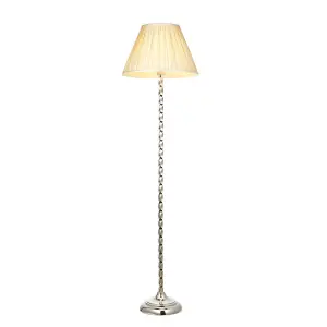 Luminosa Suki & Chatsworth Base & Shade Floor Lamp Bright Nickel Plate & Ivory Silk