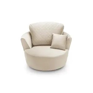 Chicago Velvet Swivel Chair in Cream