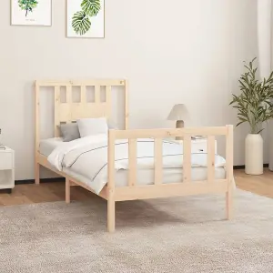 Berkfield Bed Frame with Headboard Solid Wood Pine 90x200 cm