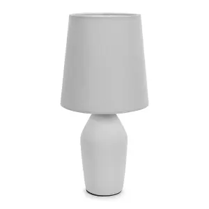 ValueLights Arlo Grey Ceramic Base Table Lamp with Tapered Shade