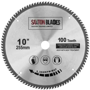 Saxton TCT255100T254B TCT Circular Saw Blade 255mm x 100 Teeth x 25.4mm Bore