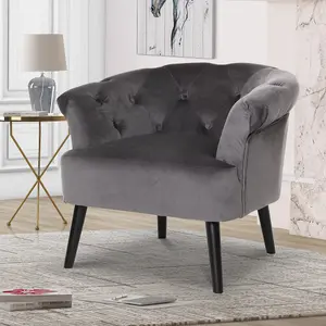 Velvet Dark Grey Sara Accent Chair