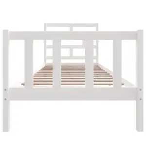 Berkfield Bed Frame White Solid Wood Pine 90x190 cm 3FT Single