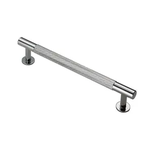 2x Knurled Bar Door Pull Handle 190 x 13mm 160mm Fixing Centres Chrome