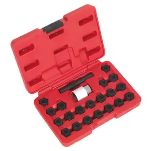 Sealey Locking Wheel Nut Key Set 22 Pieces Fits Audi Vehicles Black SX206