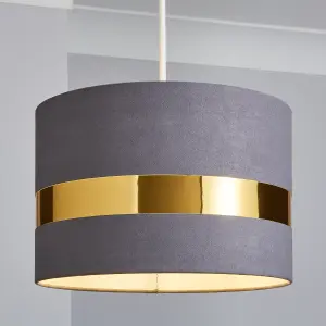 Inlight Koron Grey Metallic effect Velvet Lamp shade (D)30cm