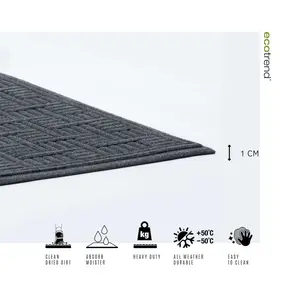 Nicoman Heavy Duty Commercial Door Mat Shop Doorway Mat Indoor 1.5m x 0.9m - Grey