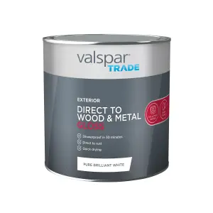 Valspar Trade Pure Brilliant White Gloss Exterior Paint, 2.5L Tin, 30m²