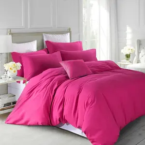 Marnisha Polyester Solid Colour Duvet Cover Set with Pillowcases Pink / Super King - 2 Standard Pillowcases