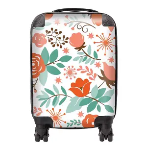 Orange Floral Pattern Suitcase - Small