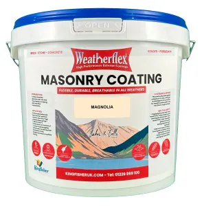 Weatherflex Smooth Premium Masonry Paint - 10L - Magnolia -  For Brick, Stone, Concrete Block, Concrete, Render