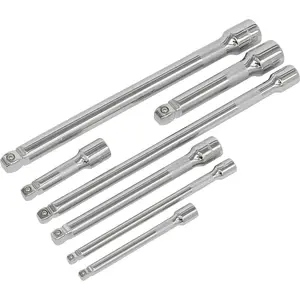 7-Piece Chrome Extension Bar Set for 1/4" 3/8" & 1/2" Drive - Premium Quality