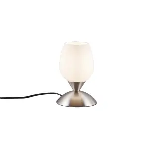 Luminosa Cup Ii Modern Table Lamp Nickel Matt, Glass Shade - UK Stock