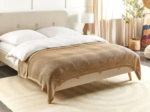 Bedspread ILEN Cotton 150 x 200 cm Light Brown