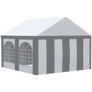 Outsunny 4 x 4m Party Tent, Marquee Gazebo with Sides, Windows and Double Doors