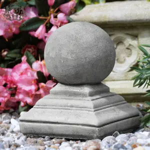 Stepped Stone Ball Finials Outdoor Garden Ornament Sculpture Pillar Top Finial