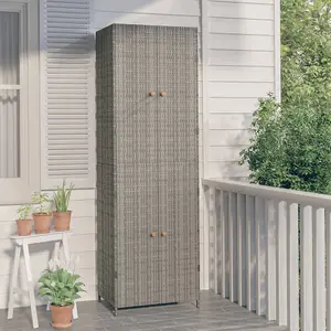 Berkfield Garden Storage Cabinet Grey 59x40x180 cm Poly Rattan