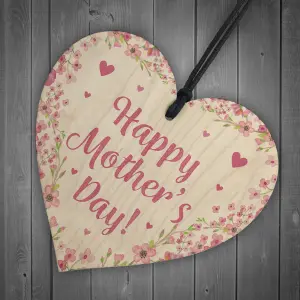 Happy Mothers Day Gifts for Mum Nan Mummy Nanny Grandma Wood Heart Plaque