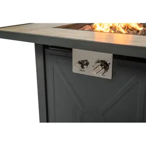 Homeology KAMAR Stylish Metal Frame Garden and Patio Ceramic Tabletop Fire Pit