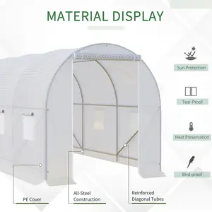 Outsunny Large Walk-in Greenhouse Poly Tunnel Galvanised Garden Plants Grow Tent