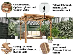 Dunster House Wooden Pergola Garden Plants Frame Utopia 2m x 2m (6' 6" x 6' 6")