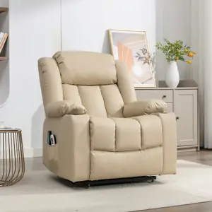 Sheridan Dual Motor Electric Riser Recliner with Massage and Heat - Cream