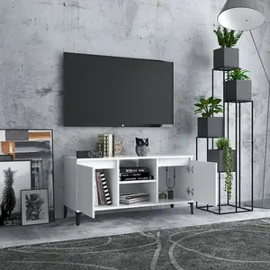 Berkfield TV Cabinet with Metal Legs White 103.5x35x50 cm