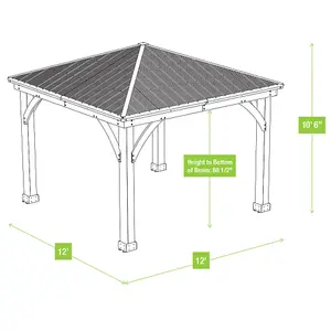 12ft x 12ft (3.7m x 3.7m) Meridian Gazebo with Wooden Bar Counter