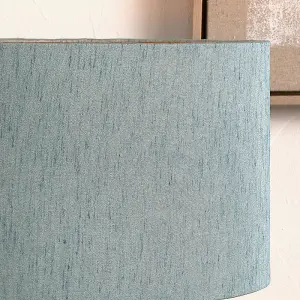 35cm Duck Egg Slubbed Faux Silk Gold Lined Cylinder Lampshade Soft Blue Table Lamp Shade