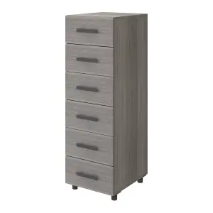 Atomia Freestanding Matt grey oak effect 6 Drawer Chest of drawers (H)1125mm (W)375mm (D)450mm