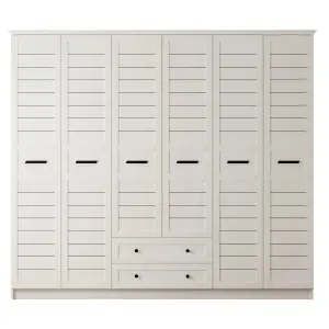 VENICE XL 6 Door 2 Drawer Wardrobe, White Colour