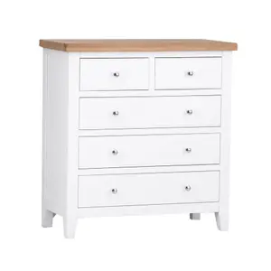 Home Source Easton White & Oak 5 Drawer Chest of Drawers