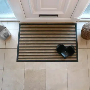 JVL Vienna Rubber Backed Scraper Doormat, 60x90cm, Lines