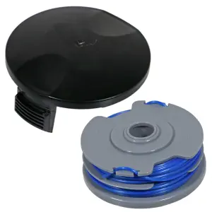 SPARES2GO Spool Line and Cap compatible with MacAllister GTB2-600 MGT 600 Strimmer Trimmer (1.5mm, 5m)