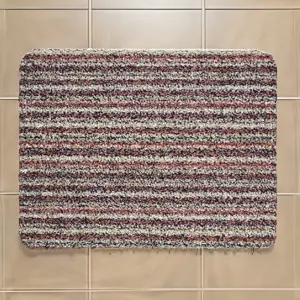 100% Cotton Dirt Stopper Anti Slip Door Mat 75x50cm - Stripe