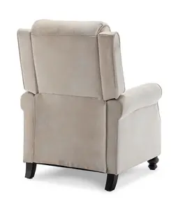 Recliner Manual Chair in Cream Faux Leather Suede