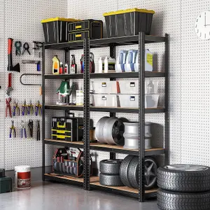 Garage Shelving, 5-Tier Storage Rack, Storage Organizing Rack, Shelving Unit, Adjustable Shelves, Black