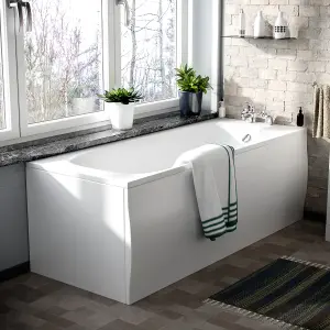 Nes Home Bath Suite 1700mm Bathtub, 550mm White Basin Vanity & Close Coupled Toilet