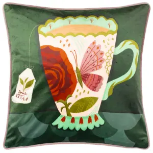 Kate Merritt Time For Tea Piped Feather Rich Cushion