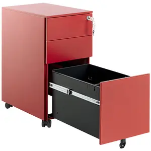 Bridget-Malikia 30cm Wide 3 -Drawer Mobile Solid Wood File Cabinet Red