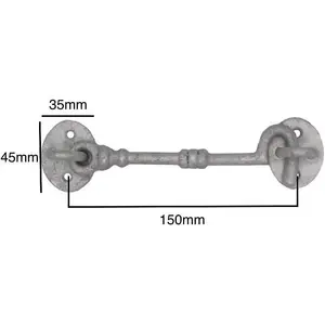 EAI Cabin Hook Iron Strong Hold Back Gate or Door Hook Barrel Style Cast Iron -  150mm - Galvanised