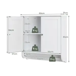 Costway Wall Mounted Bathroom Cabinet Hanging Medicine Cabinet w/ Towel Bar