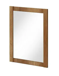 Bathroom Mirror 600mm Wall Mounted Rectangular 60cm Oak Effect Frame Oak Classic