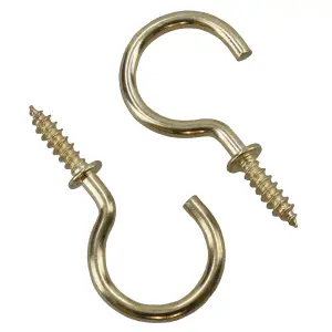 Shouldered Screw Hooks Fasteners Hanger Brass Plated 15mm Dia 25mm Length 50pc