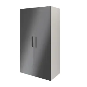 GoodHome Atomia Freestanding Gloss anthracite & white Chipboard Wardrobe (H)1875mm (W)1000mm (D)580mm