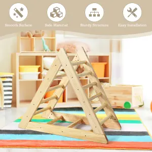 Costway Wooden Climbing Triangle Ladder Triangle Indoor Climber for Toddlers