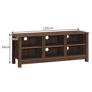 Costway TV Stand for TVs up to 55" Wooden 6 Storage Compartments TV Cabinet Table