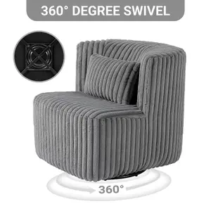 360 Degrees Babe Fleece Swivel Accent Chair Grey